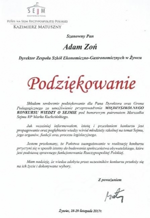 Międzyszkolny Konkurs Wiedzy o Sejmie